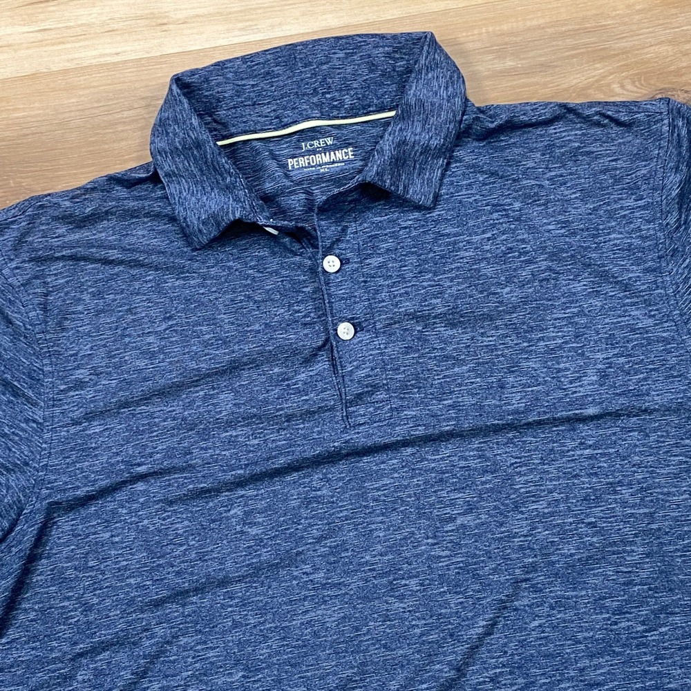 J.Crew Performance Polo Mens XL Minimalist Polyester Stretch Blue Heather Golf